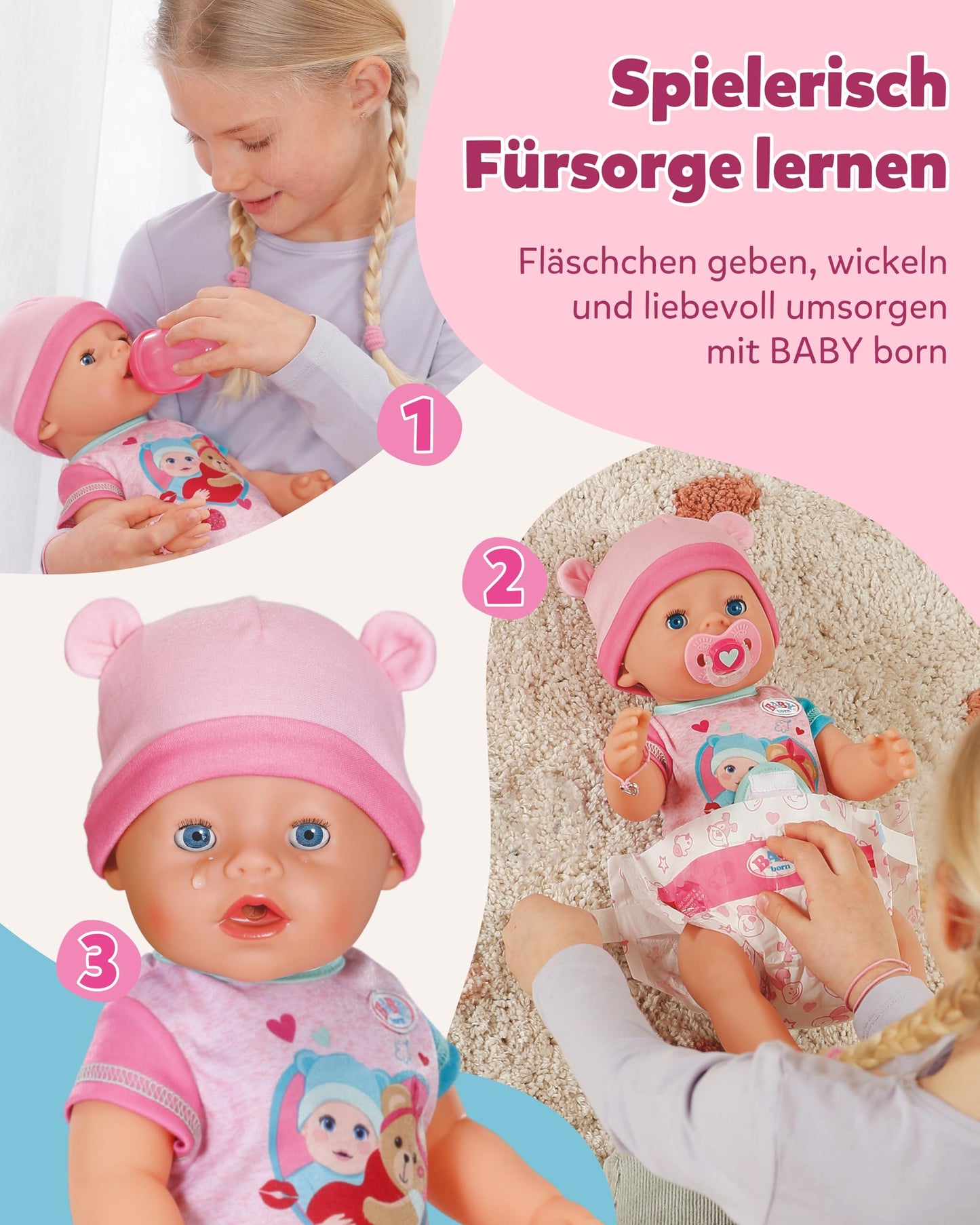 BABY born Emma - 43 cm tall baby doll - 10 functions including accessories & romper - works entirely without batteries - suitable for children aged 3 and up