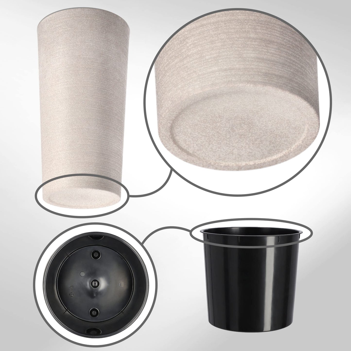 KADAX Plant Pot with Inner Pot Cream Ø 30 cm, Height 57.5 cm - Modern plant pot with insert, made of durable plastic for indoor and outdoor use, ideal for living room, balcony, office.