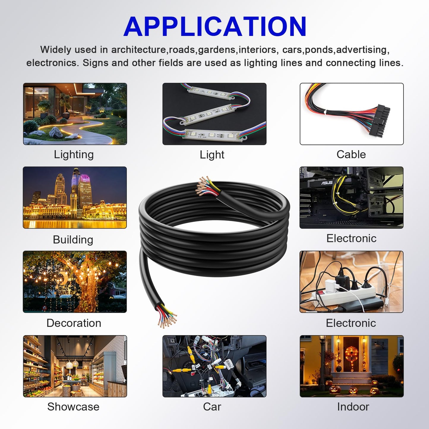 AOHEWEI 13-core cable for trailer 10m tow rope 13-core trailer cable in black for caravan truck industry