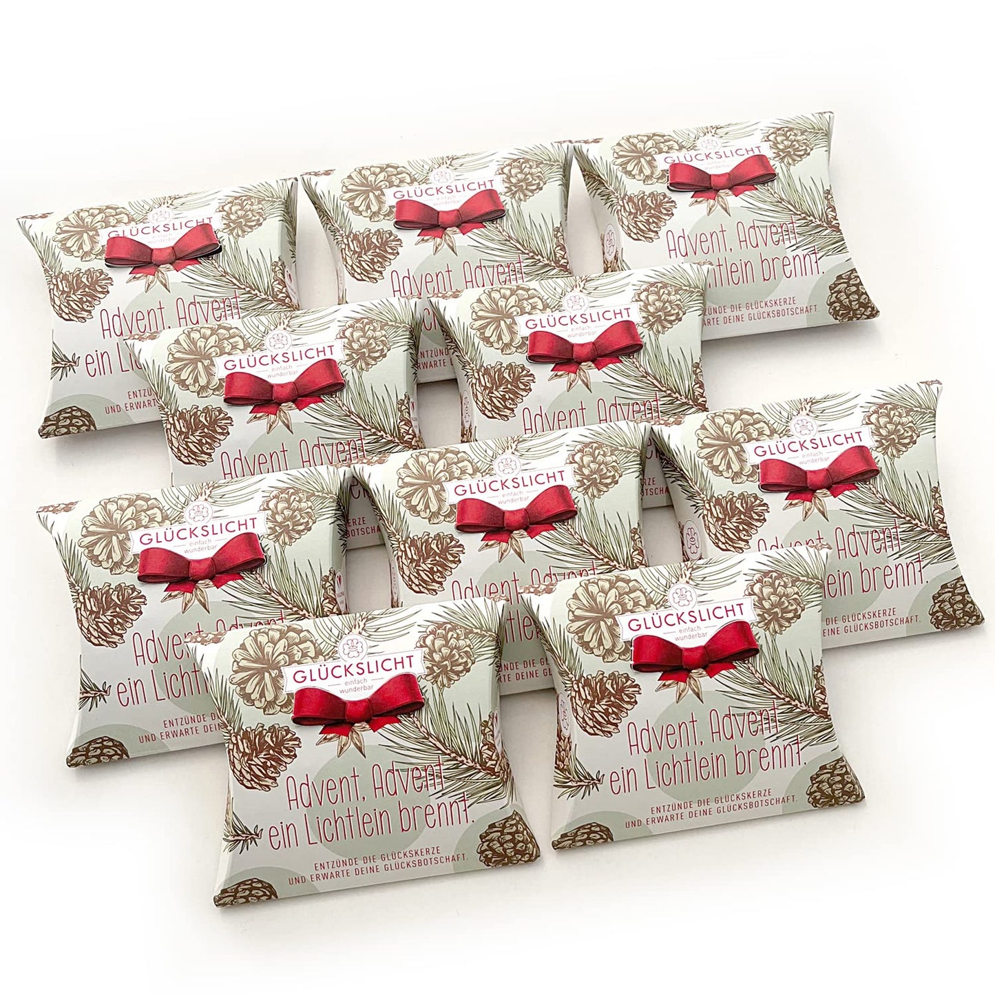 Lucky light in gift box with cut-out bow | Emotion | Advent, Advent a little light is burning | With Christmas motif | Set of 10