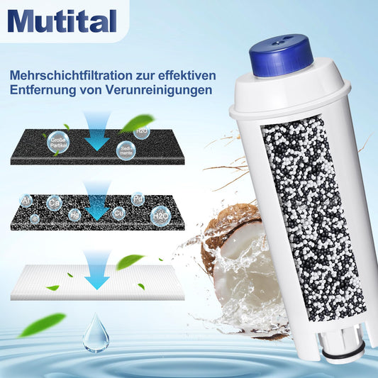 6 pack coffee machine water filters, compatible with Delonghi ECAM series, Dinamica, Cappuccino System, Magnifica, ETAM Autentica and various models of Esam.