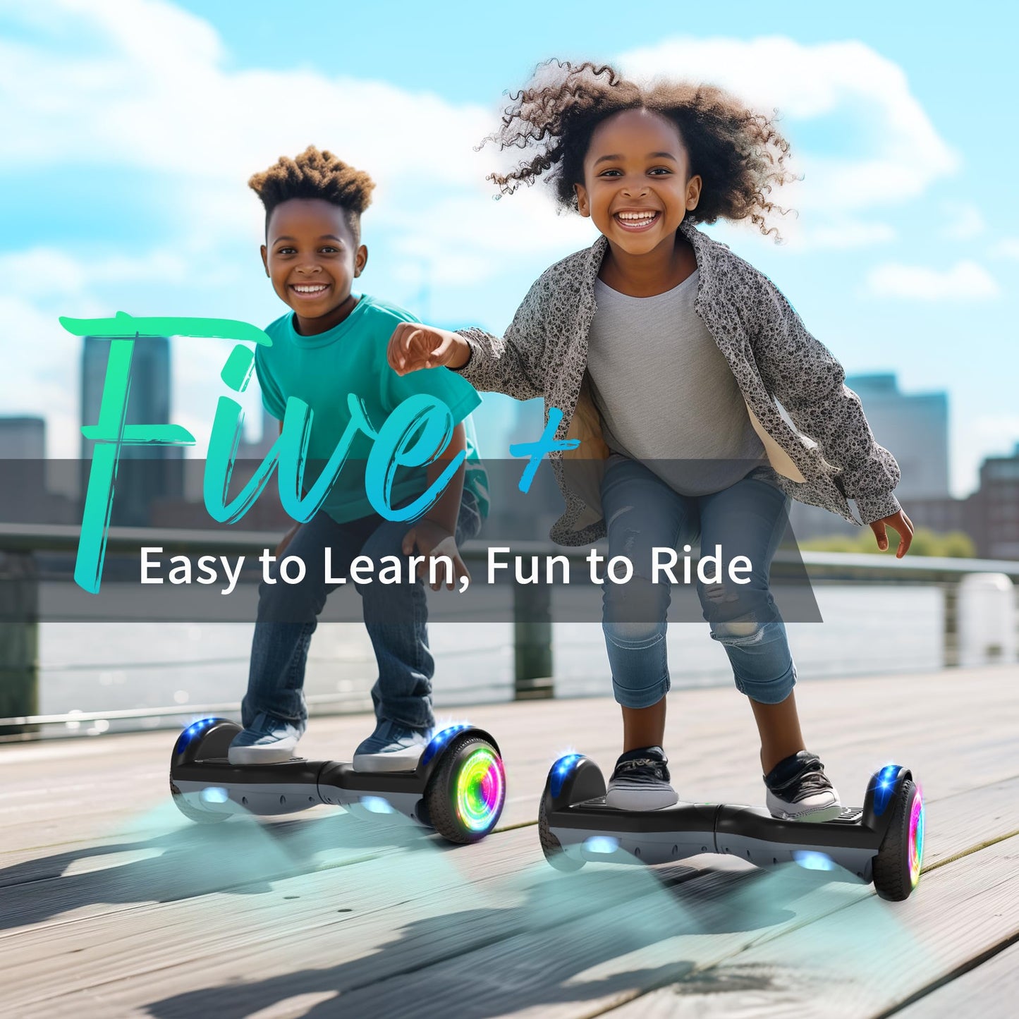 SISIGAD Hoverboards 6.5 Inch Skateboard for Kids, Hoverboard with Bluetooth - LED Lights with Powerful Motor Gift for Children