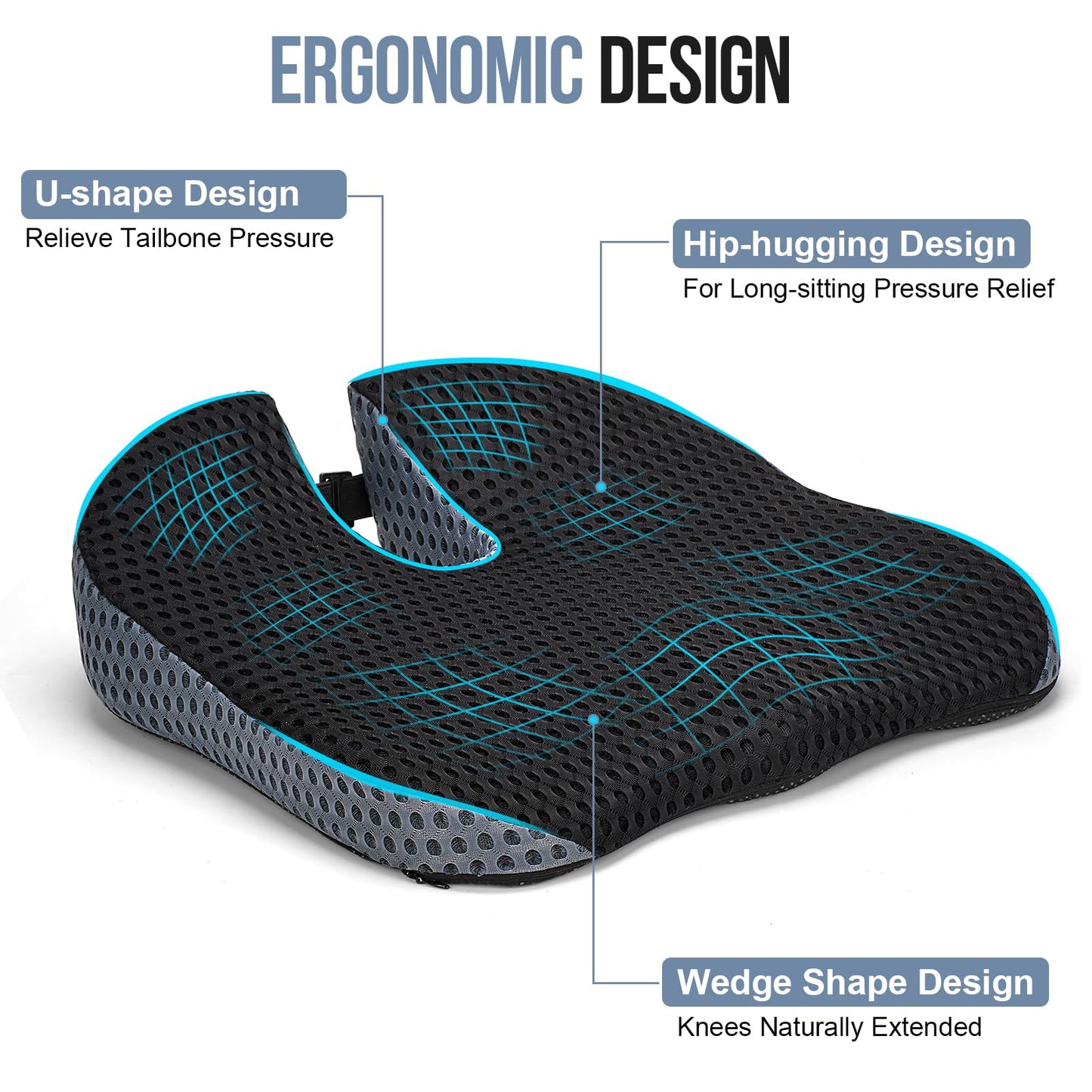 Ajiteogy wedge cushion for car seat driver - Ergonomic seat riser made of memory foam with wedge design - Compatible with driver's seat, van