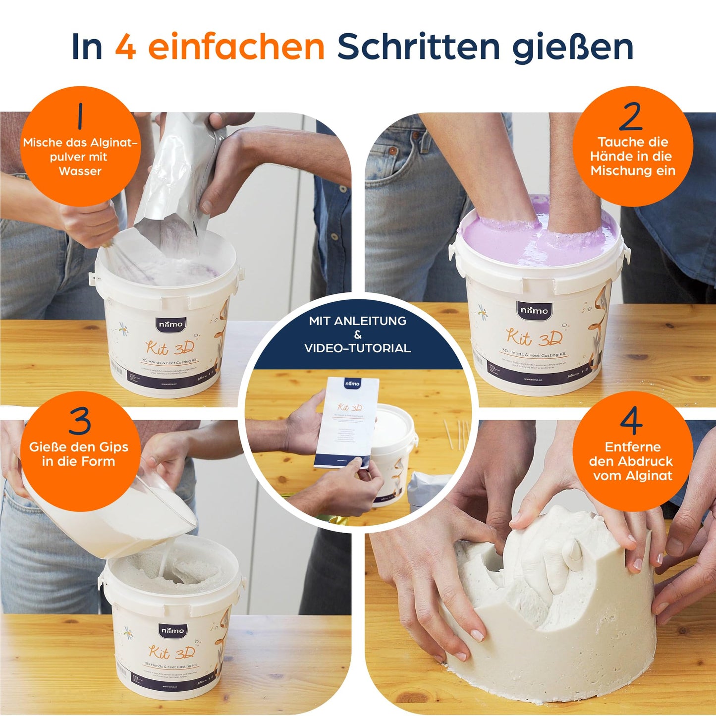 Niimo® 3D handprint set for couples - personalized gifts for women & men, detailed couple gifts for weddings, engagements, and more, easy with video tutorial.