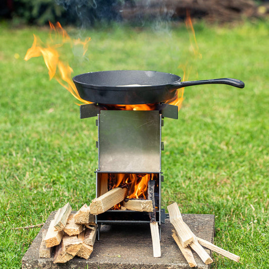 BBQ-Toro Rocket Stove #5 | Rocket Stove plug-in system made of solid 2mm thick steel | Outdoor oven for grilling on patio, garden, camping for Dutch ovens, grill pans | Camping stove