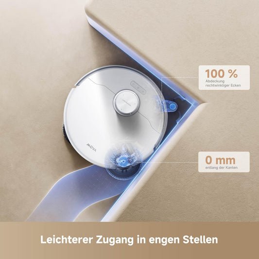 Mova P50 Pro Ultra Vacuum Robot with Mop, 19,000 Pa, 75℃ Self-cleaning hot water mop with retractable side brush, LDS navigation, +RGB AI+LED obstacle avoidance, auto-emptying/refilling.