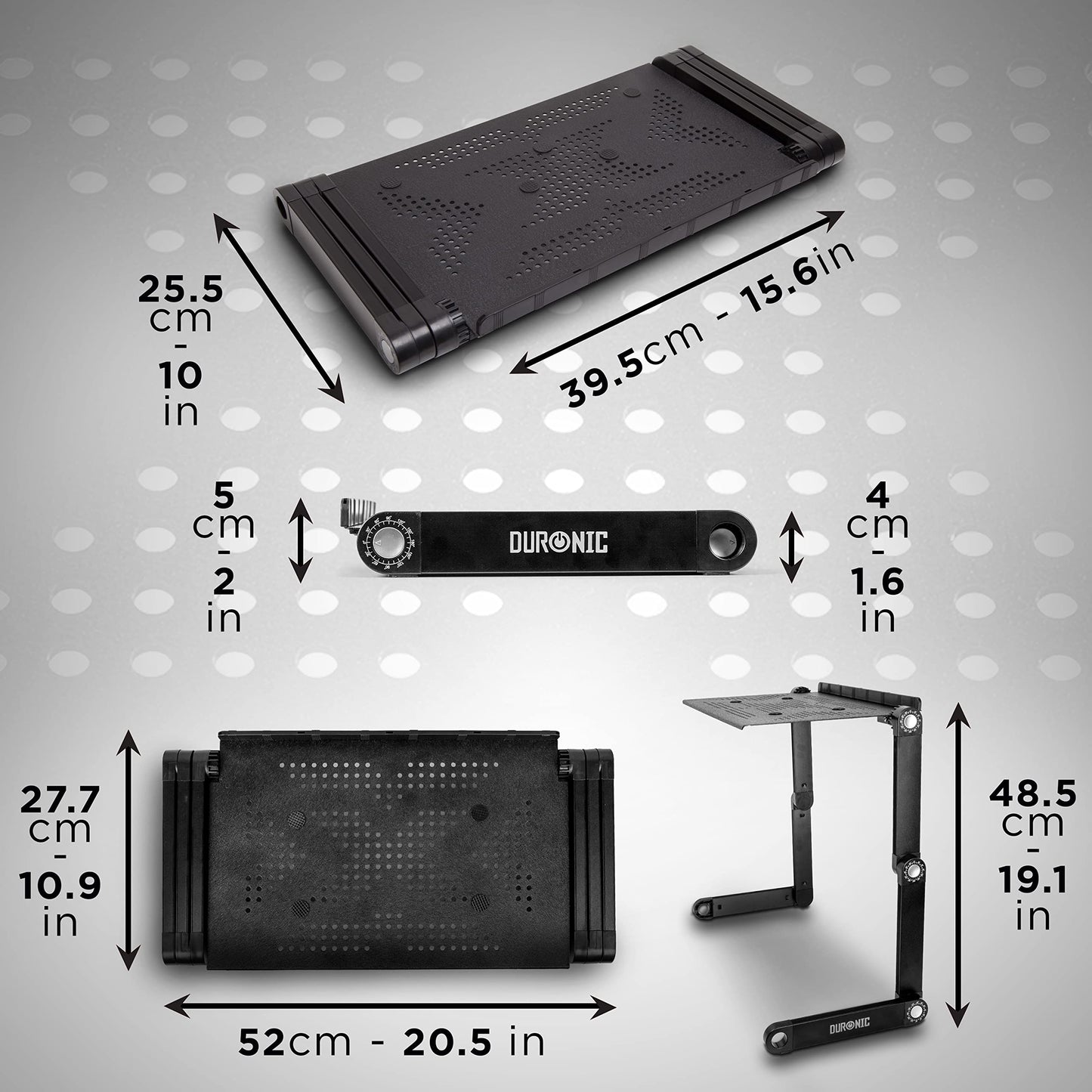 Duronic DML121 Multifunctional Laptop Stand, foldable, adjustable, with 6 joints, for tablet or MacBook.