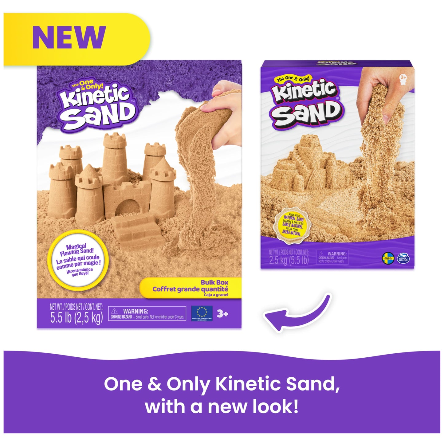 Kinetic Sand 2.5 kg - original magical kinetic sand from Sweden, natural brown, well-known from preschools, perfect for creative indoor sand play, for children ages 3 and up.