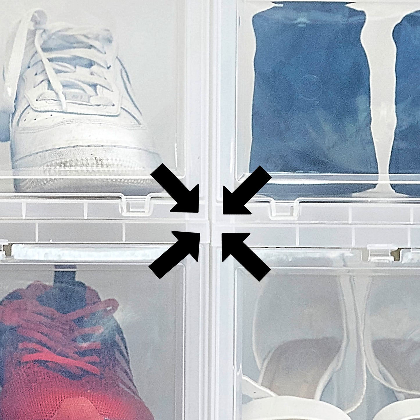 Iris Ohyama Transparent Shoe Storage Boxes, for sizes up to 46, L32 x H18 cm, 6-pack, Stackable Shoe Boxes, Front Opening, Shoe Racks, Shoe Organizer, Sneakers, EUDF-S.
