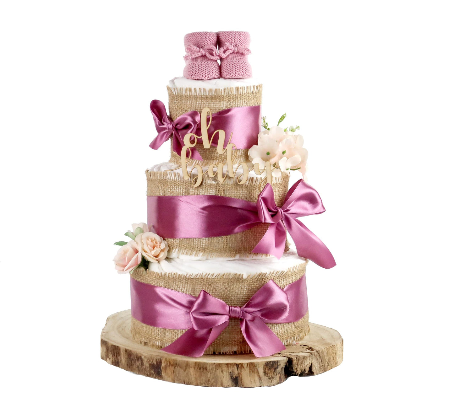 Diaper cake EVERYTHING GOOD | for birth (3-tier, plum)