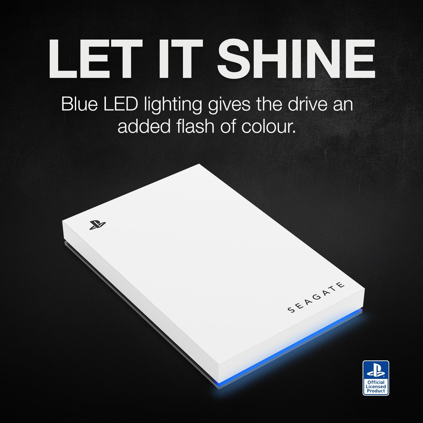 Seagate Game Drive PS4/PS5 2TB, portable external hard drive, 2.5 inch, USB 3.0, white, blue LED, includes 2 weeks of Playstation+ (STLV2000202)