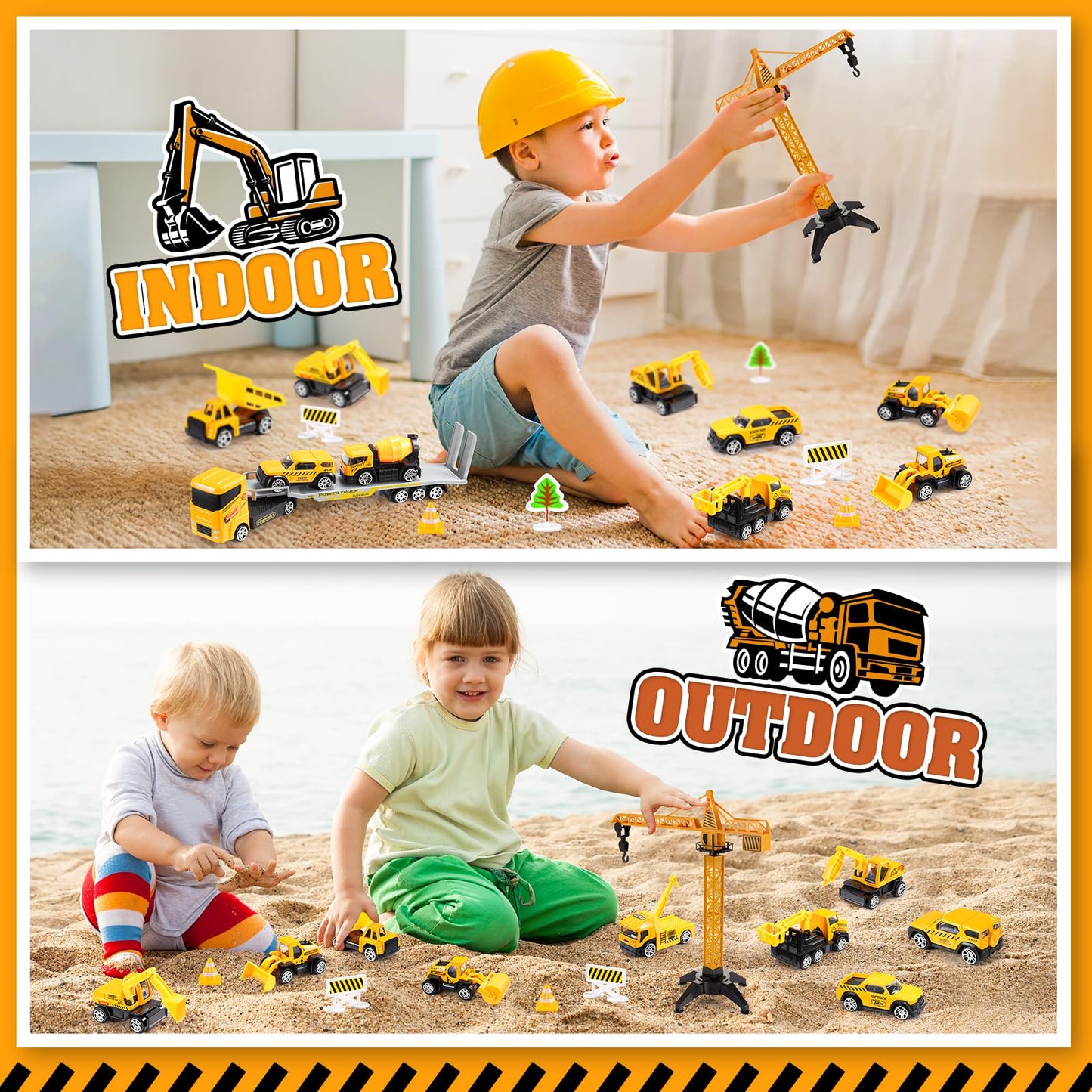 Adeokay child toys for ages 2-5, construction vehicles digger toy for boys - Christmas gift for kids.