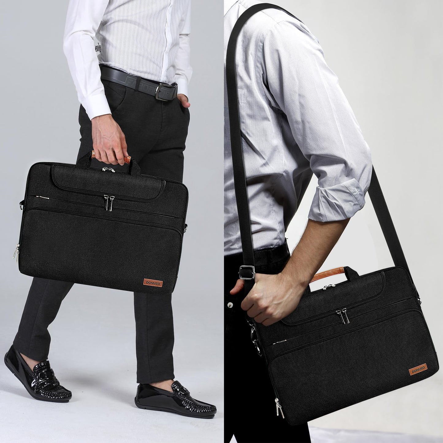 DOMISO 17 inch Laptop Bag Waterproof Laptop Case Shoulder Bag for Men Business for 17-17.3" Notebook/Dell/Lenovo/Acer/HP/MSI/ASUS, Black