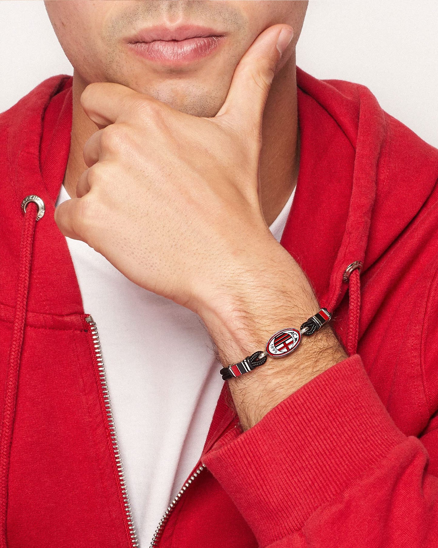 AC Milan stainless steel bracelet with enamel, one size, stainless steel, no emojis.