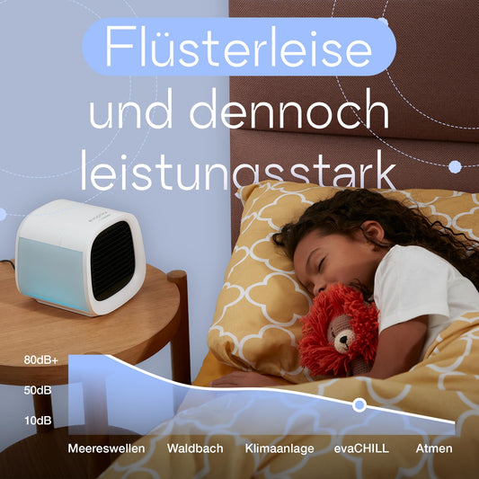 Evapolar evaCHILL air cooler & humidifier - Quiet & portable - Cooler for home, office, camping, on the go - USB connection for easy connecting & integrated LED night light - gray