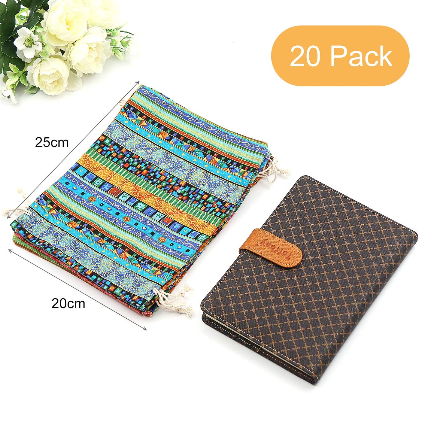 SumDirect 20Pcs Burlap Bags, Gift Pouches, Cotton Sacks with Drawstring, Small Fabric Bags for Christmas, Kids Birthday, Wedding, Party (20x25cm)