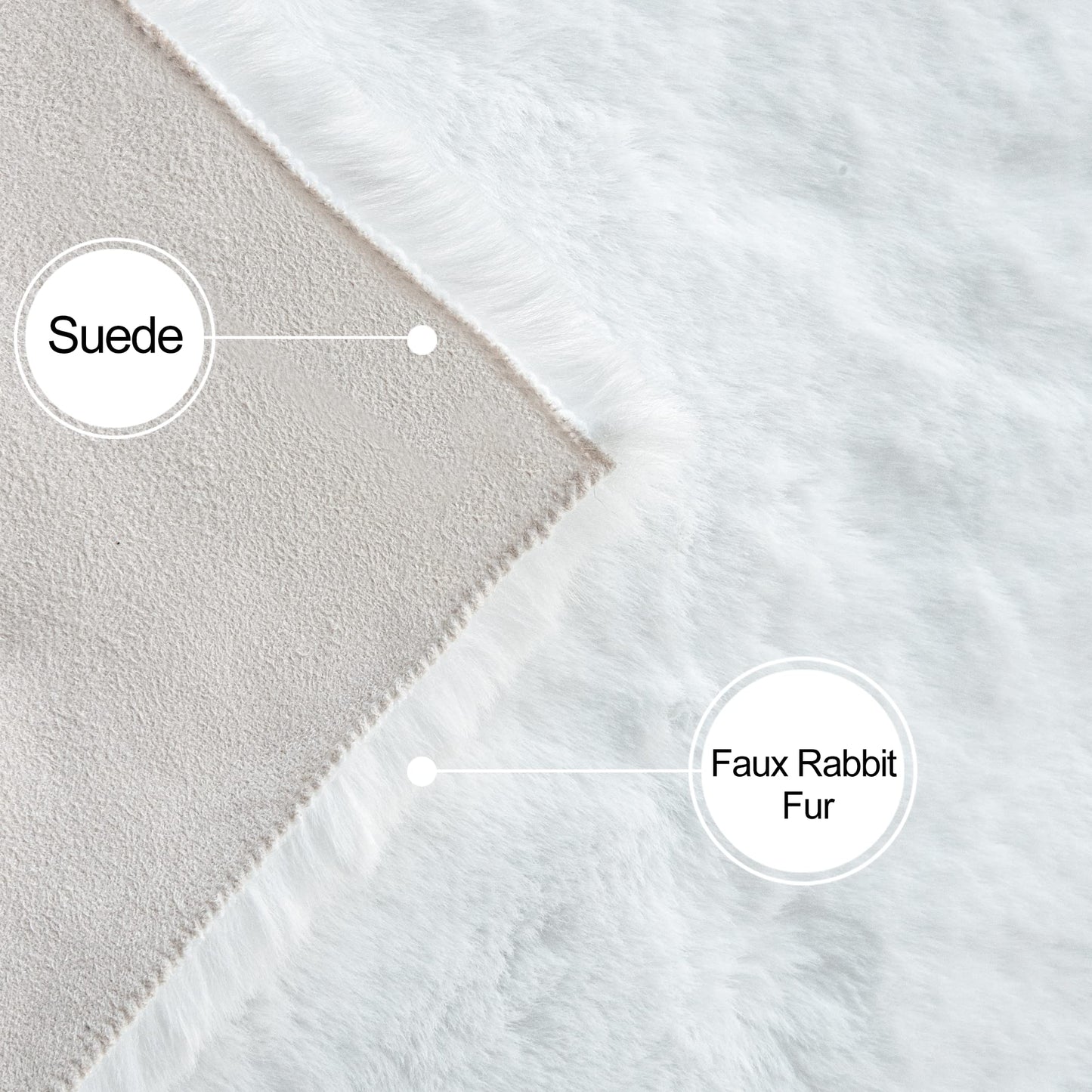 ORINOVA Carpet Living Room Washable White 150x215 cm Bedroom Fluffy Fur Rug Nursery Faux Fur Rug Soft Rectangular