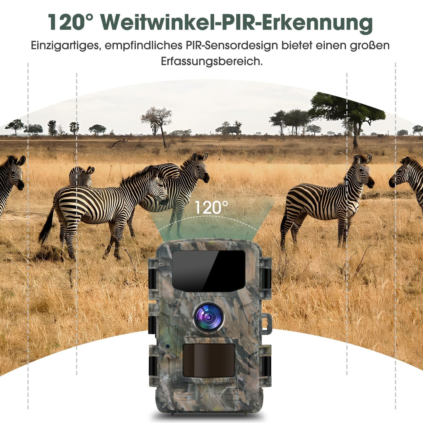 Nigecue 4K 40MP wildlife camera with motion sensor night vision, 32GB memory card, 0.2s trigger speed, IP66 waterproof 120° wide angle for wildlife monitoring.