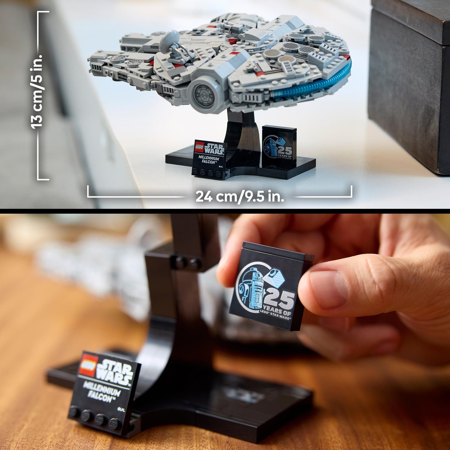 LEGO Star Wars 75375 Millennium Falcon - spaceship model for adults with display stand and nameplate as cool desk decoration - gift for fans of A New Hope.