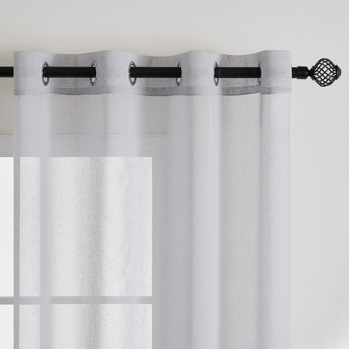 EMEMA 2-piece set Sheer Voile Curtain with Grommets. Transparent curtain made of Voile Polyester, perfect for the living room. Airy decorative curtain for the bedroom, 140 X 200 cm (W x H) in gray.