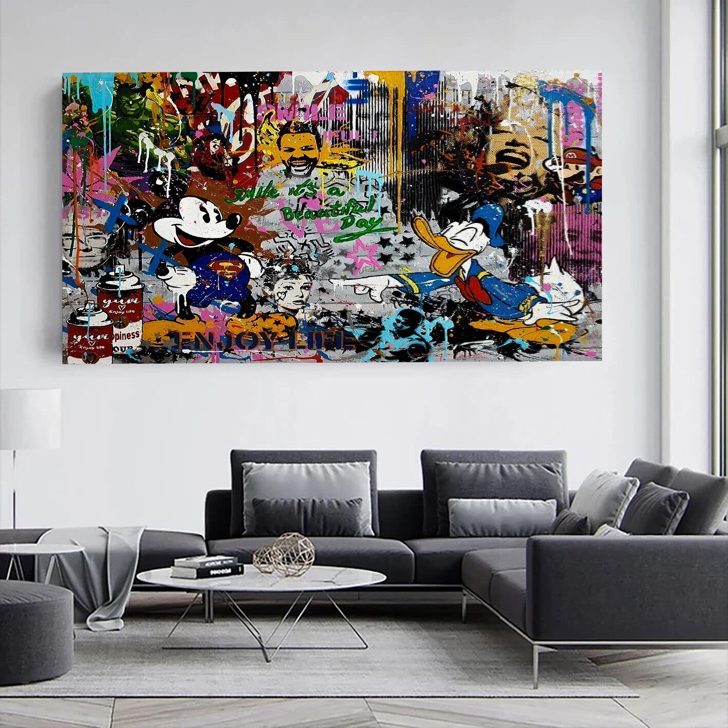 Magic Canvas Art Mickey Mouse Donald Duck Pop Art canvas picture 1-piece High-quality art print wall art - B8351, Material: canvas, Size: 120x80 cm