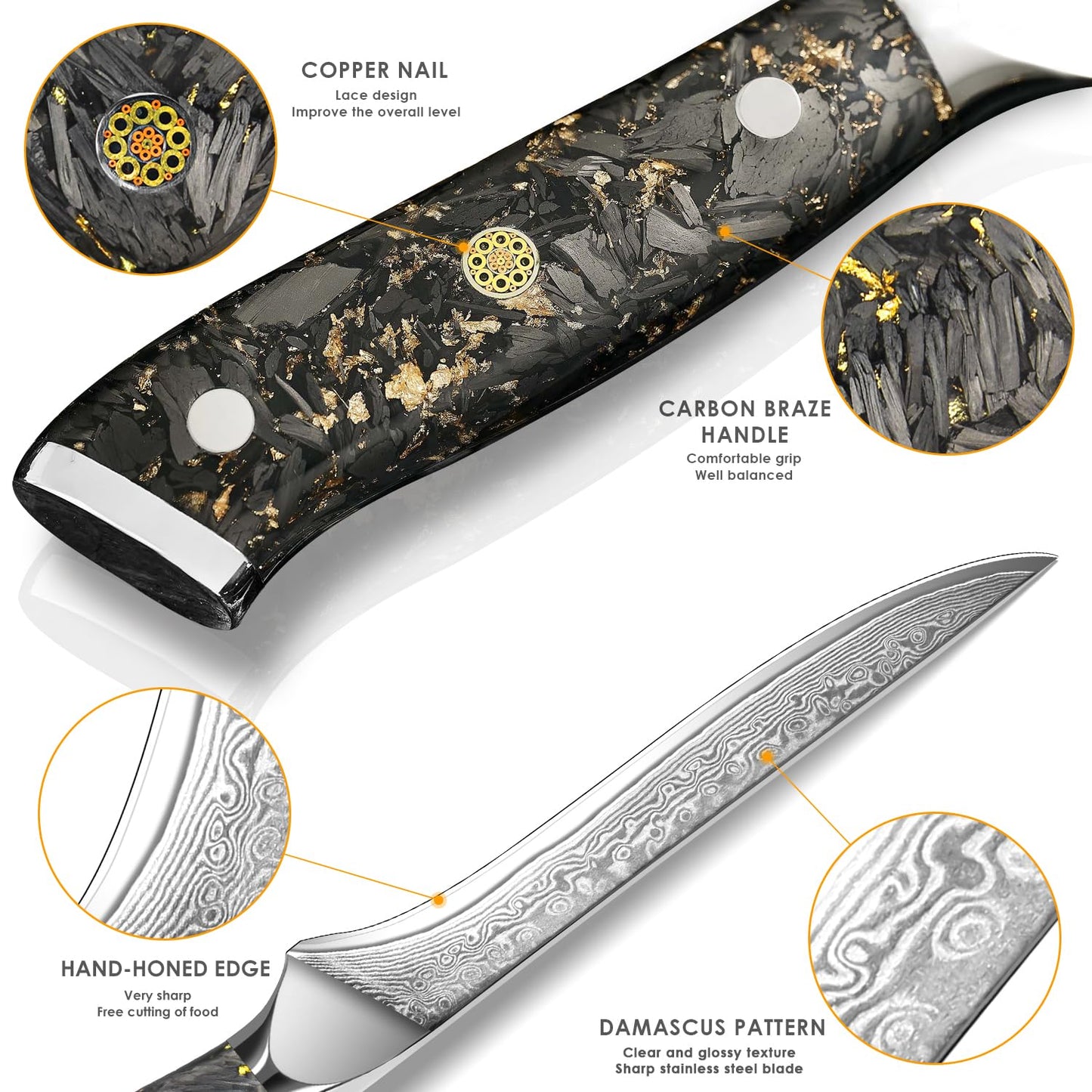Home Safety Damascus Boning Knife - Damascus Fillet Knife I Extra Sharp 5.7" Blade Made of 67 Layers VG-10 Damascus Steel I Hand-Forged Fish Knife, Gift Box
