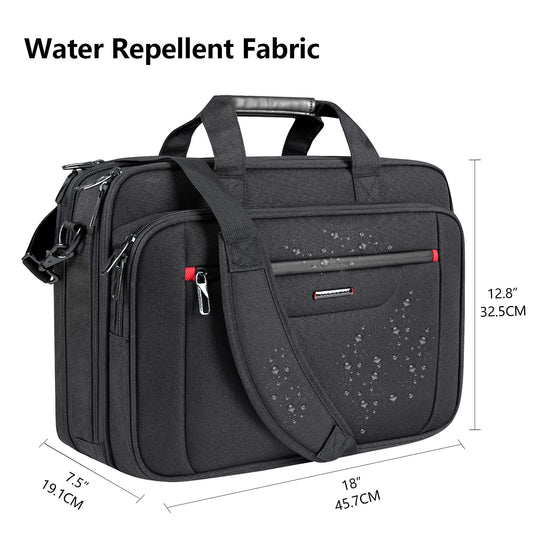 VANKEAN Laptop Bag for Men Women, Laptop Briefcase for up to 17.3 Inch Laptop, Expandable, Water-Resistant, Shoulder Bag, Computer Bag for Travel, Business, School, Black.