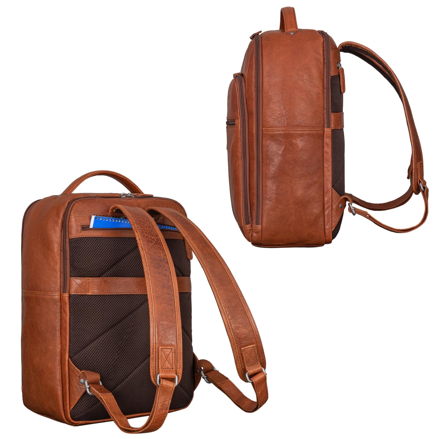 STILORD 'Gordon' Backpack Leather Men and Women Messenger Backpack Laptop 17 Inch Leather Backpack Women Business Backpack Men, Color: maraska - brown