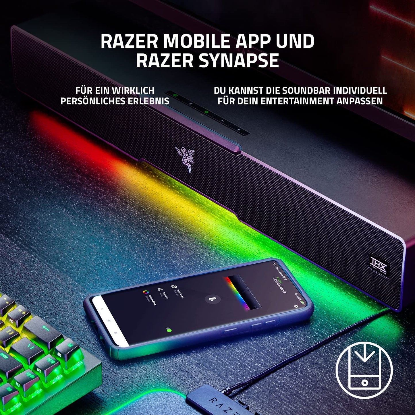 Razer Leviathan V2 - PC gaming soundbar with Dolby 5.1 Surround Sound, powerful subwoofer for deep bass, great for gaming, movies, and music. Black.
