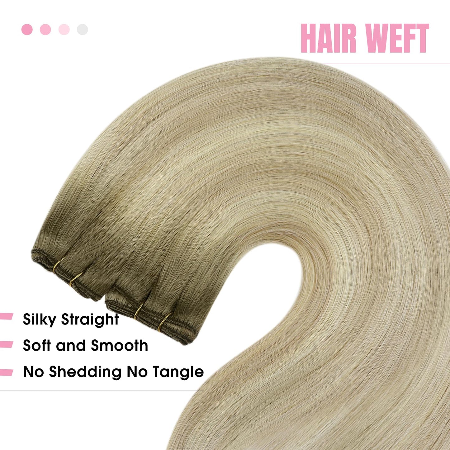 YoungSee blonde 45cm real hair weft for sewing in ash blonde ombre blond hair extensions double weft weave extensions for women 100g #SUN