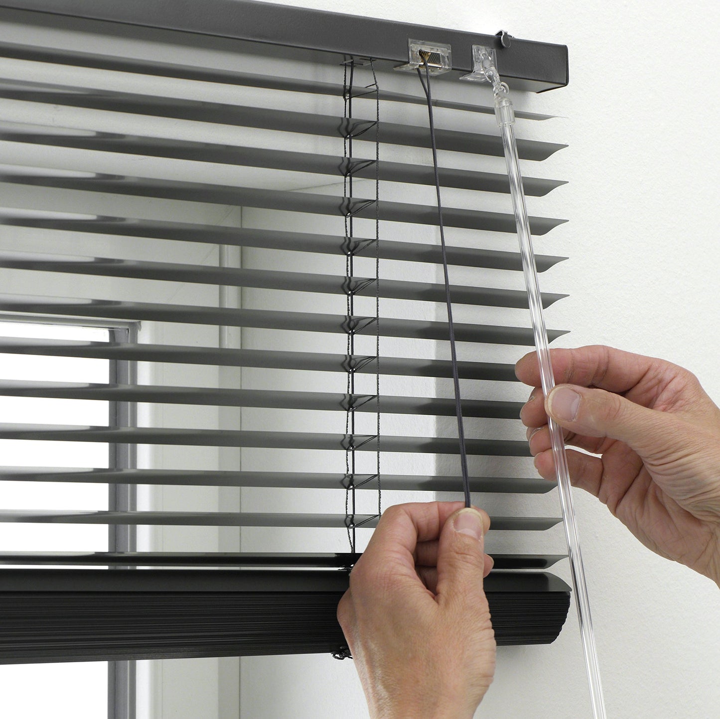 Deco Company Aluminum Blind without drilling, For clamping, Including clamping brackets, Privacy, Light protection, Glare protection, Aluminum blind, Slate color, 60 x 130 cm