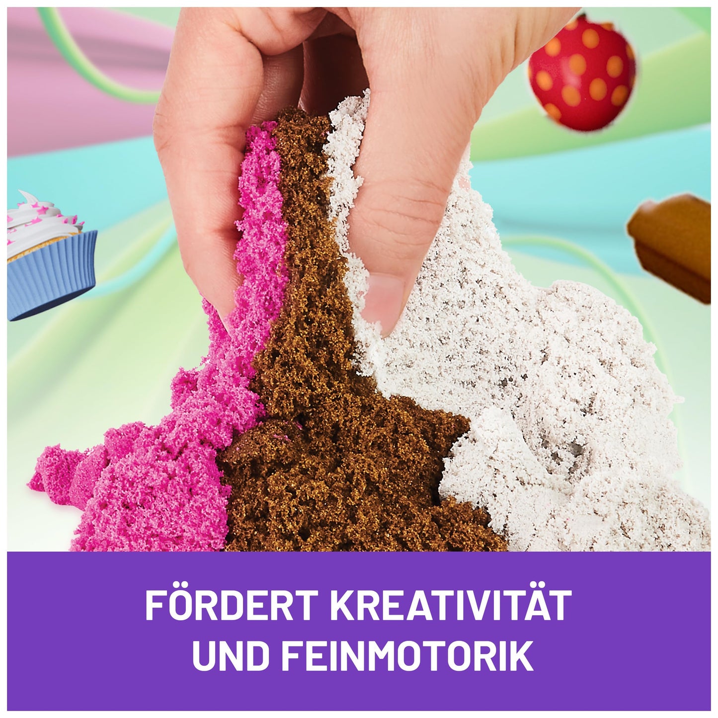 Kinetic Sand Ice Cream Set - with 454g of original magic sand from Sweden and lots of accessories for creative indoor sand play fun, for children aged 3 and up.