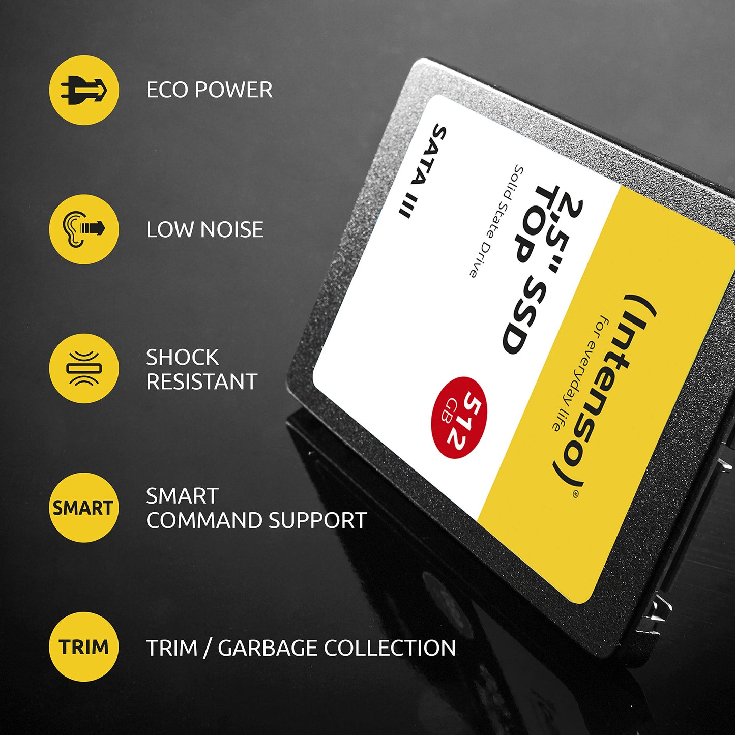Intenso Internal 2.5" SSD SATA III Top, 512GB, 550MB/s, Black