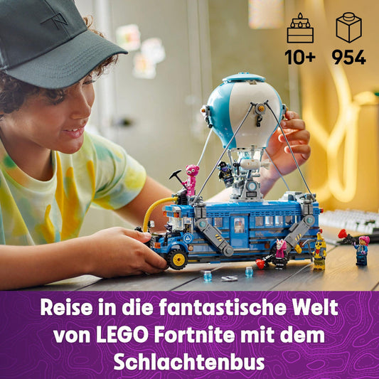 LEGO Fortnite Battle Bus - Toy vehicle from the video game with 9 minifigures and accessories. For gamers, boys, girls, and fans aged 10 and up. - 77073