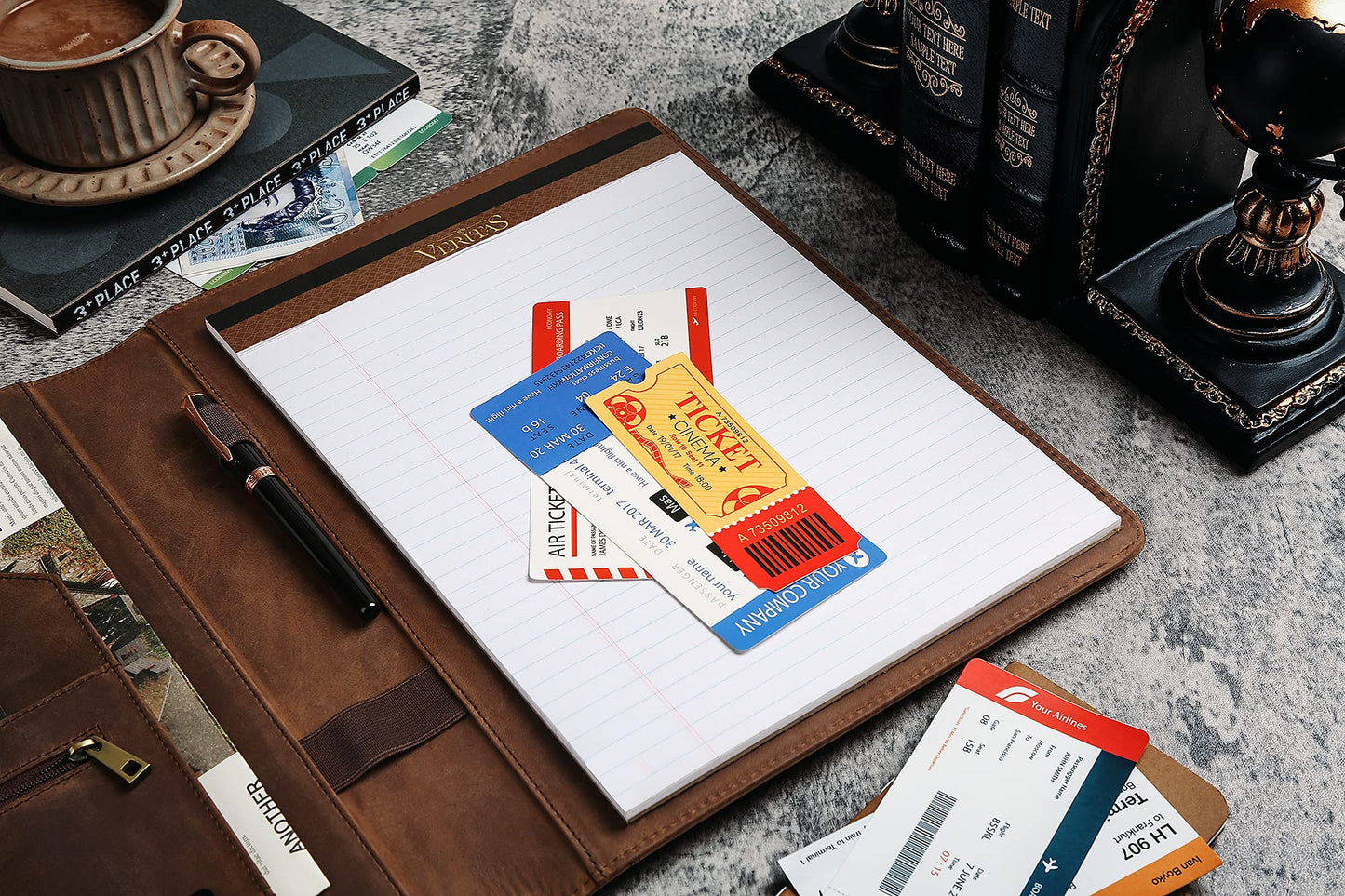 YLYYHH Writing Pad A4 leather, Leather folder A4 for men, Document folder A4 leather for women, Business conference folder folder for resume/interview/meeting.