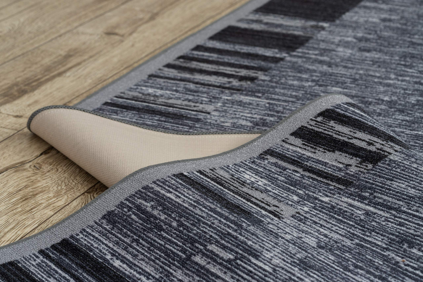 Rugsx Non-Slip Carpet Runner Adagio Gray - Modern short pile for kitchen, hallway & living room, cut to size, 90x190 cm