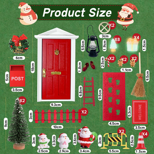 48 pieces Elf Door Accessories Christmas Set, Elf Door Accessories Set, Christmas Elves, DIY Decoration for Christmas, Includes Elf Door, Moving Boxes, Construction Site, Signs, and Other Accessories