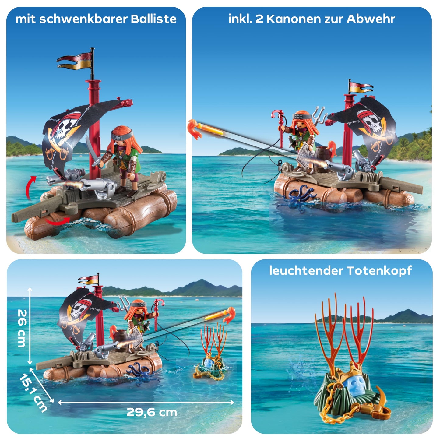 PLAYMOBIL | Pirates | Treasure Hunt on Pirate Raft | Pirate toy | Pirate figure | Toy for kids aged 4 and up | 71794