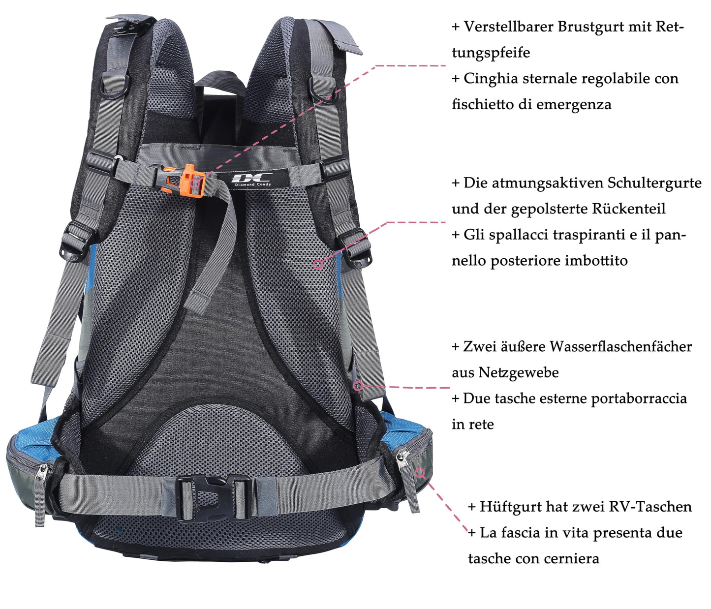 DCmount hiking backpack 40l men women waterproof travel backpack with rain cover