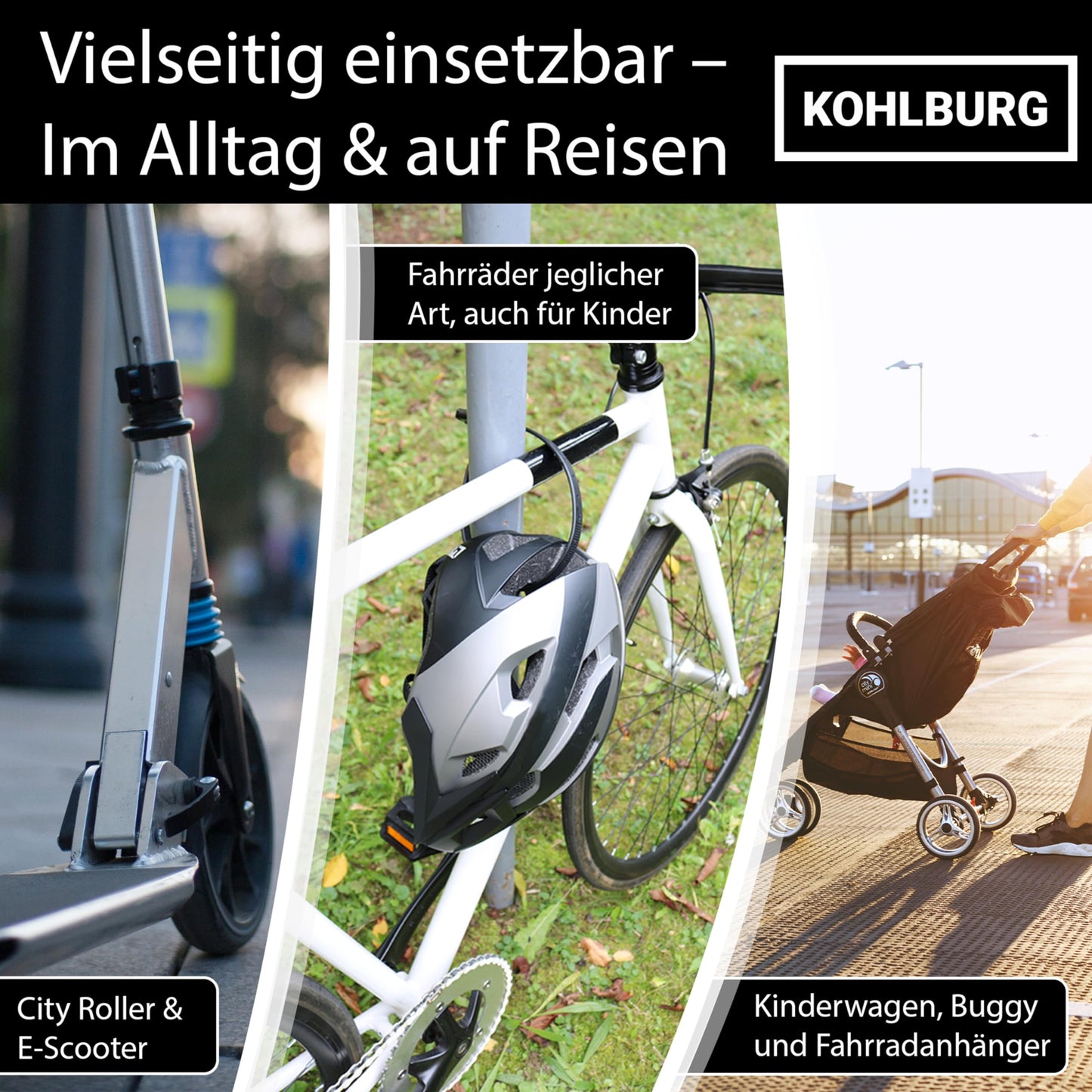 KOHLBURG ultra-light combination lock - 70g light with numeric code - 50cm bike lock small and secure - cable tie lock also for road bike scooter roller - helmet lock ski lock & child lock