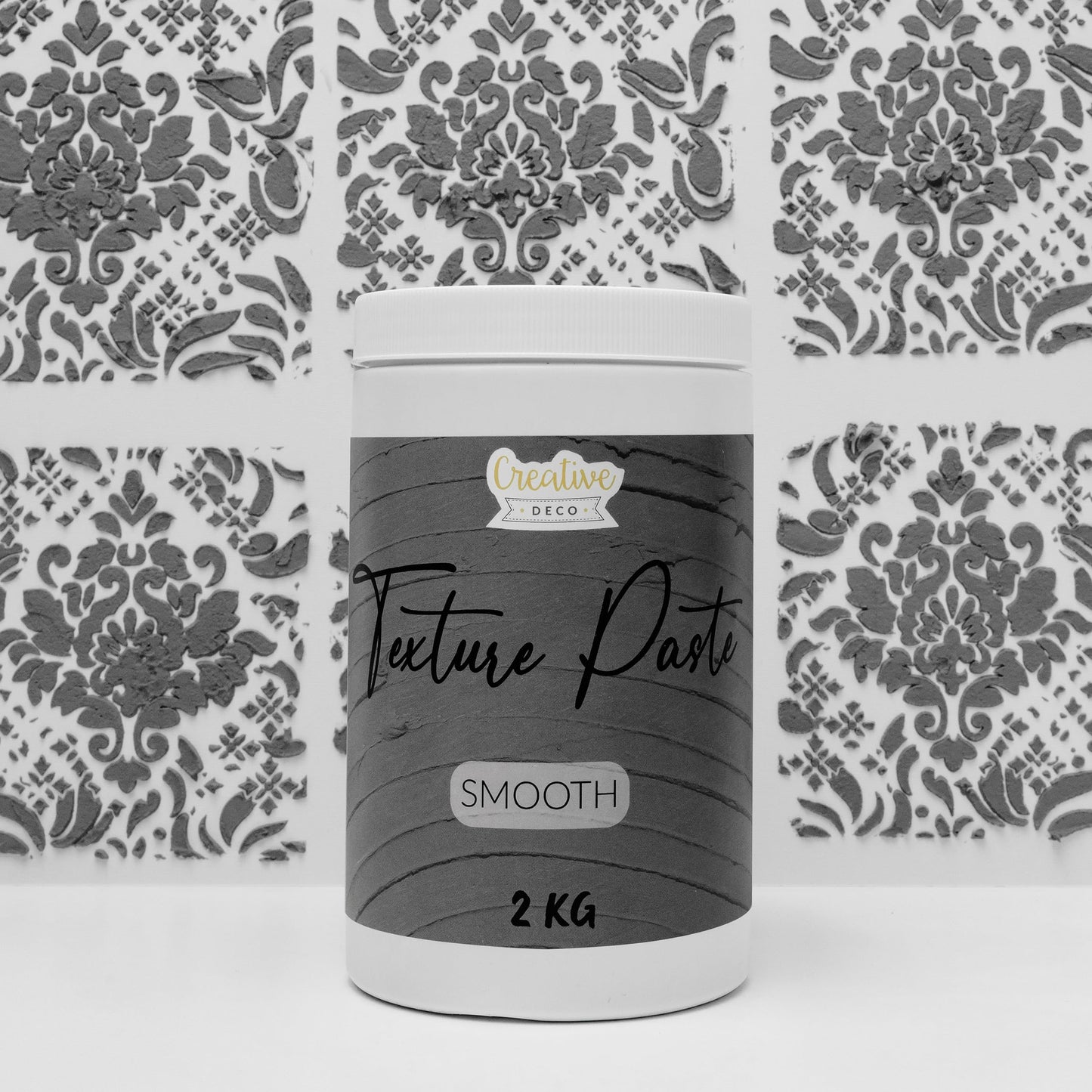 Creative Deco Structure Paste Smooth 2 kg | Dark Grey Spackle for Acrylic Painting | Modeling Paste for Art Projects, Acrylic Paint, DIY, 3D Effects, Textures | Easy to apply with palette knife