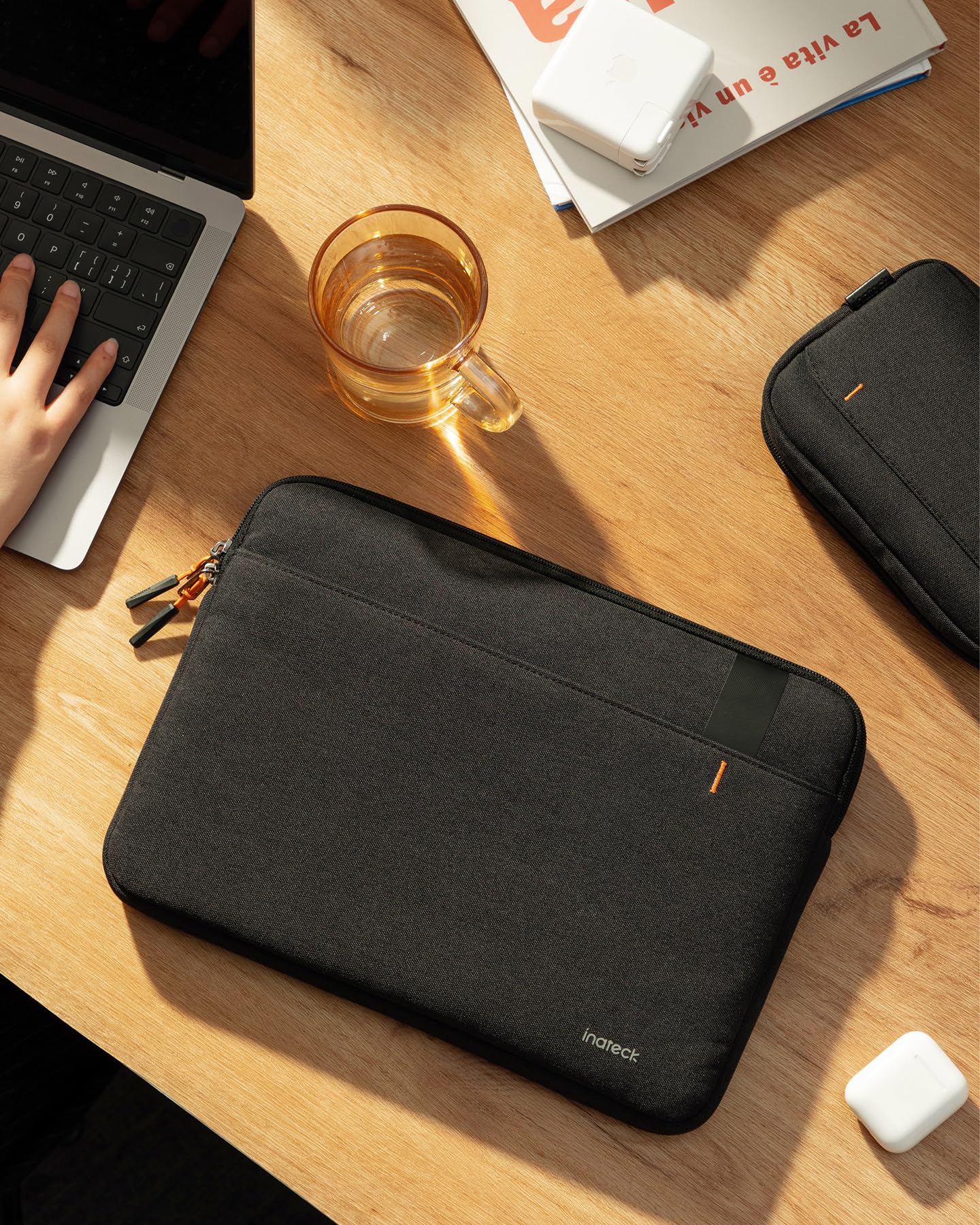 Inateck 360° Protective Laptop Sleeve, Compatible with 14-inch MacBook M1/M2/M3/M4 Pro/Max 2021-2024, Laptop Case with Accessory Pocket, Black