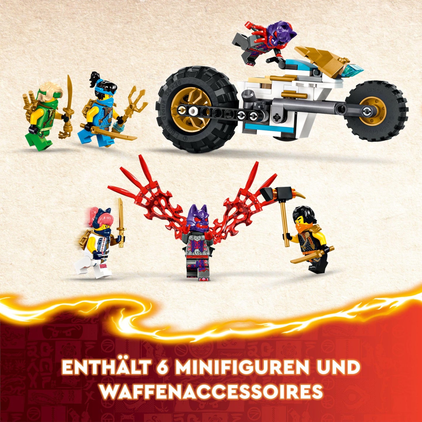 LEGO NINJAGO Ninja Team Combo Crawler, 4-in-1 set with glider, race car, and 2 motorcycles, includes 6 minifigures, perfect gift for boys and girls, ninja toy 71820
