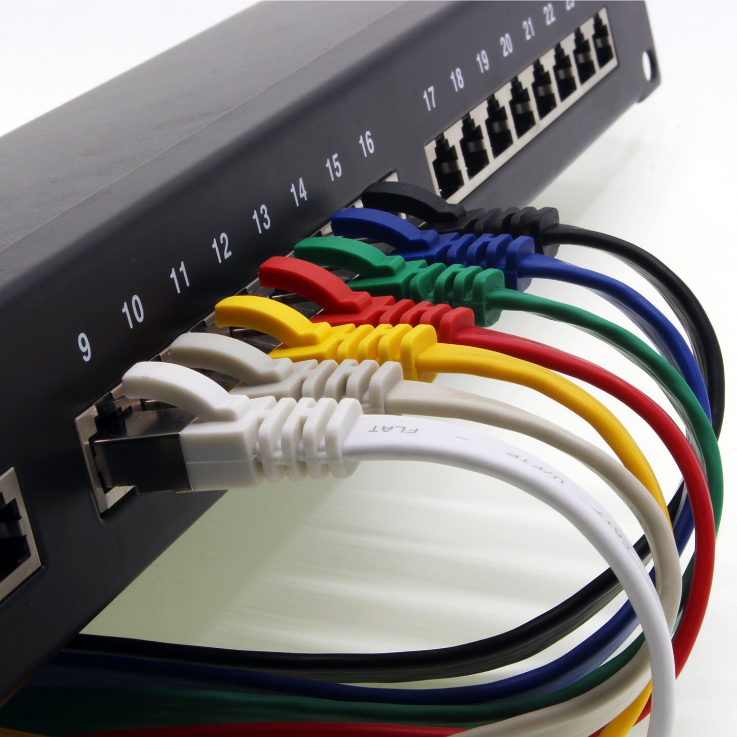 3.0m - 7 colors - 7 pieces CAT.7 Gigabit Ethernet LAN flat cable (RJ45) network cable raw cable (10Gbit/s) installation cable flat slim compatible with Cat.5 - Cat.5e - Cat.6.