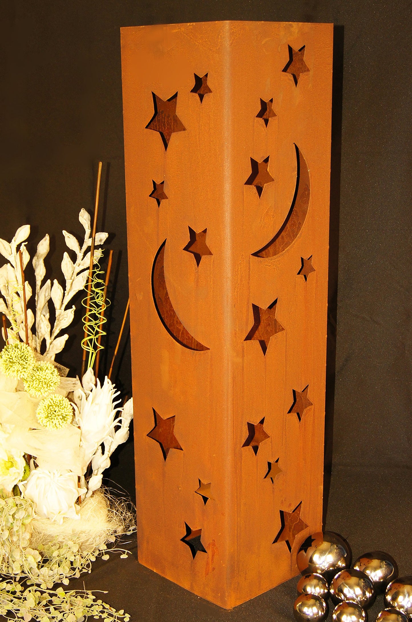 Fire column star magic patina rust metal garden decoration garden stele torch fire column