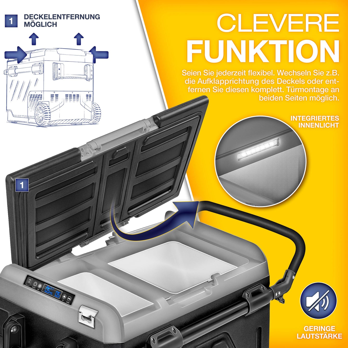 tillvex® Compressor Cooler Box electric 40-60 liters | Electric Freezer Box WIFI-APP control 12/24 V 230V | Refrigerator up to -20 °C for car, truck, camping (Black, 60 liters)