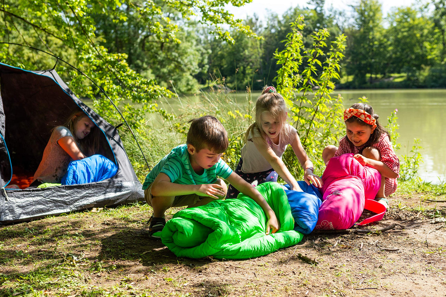 MOUNTREX Kids Sleeping Bag - Portable like a Backpack - Sleeping Bag for Children (175 x 70 x 45 cm) - Outdoor, Travel, Camping - Lightweight & Compact Mummy Sleeping Bag - 100% Cotton Interior.