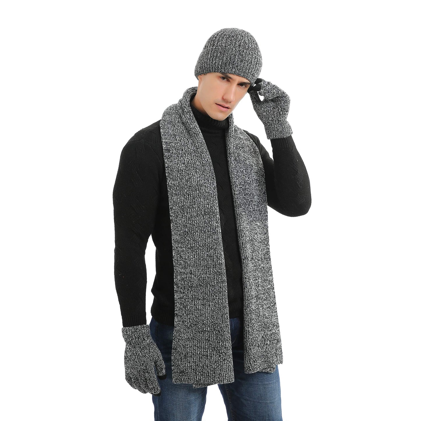 Kuukaa's hat, scarf & glove sets for men and women. Winter hat with lining for men and women. Touchscreen gloves for men and women. Winter warm set.