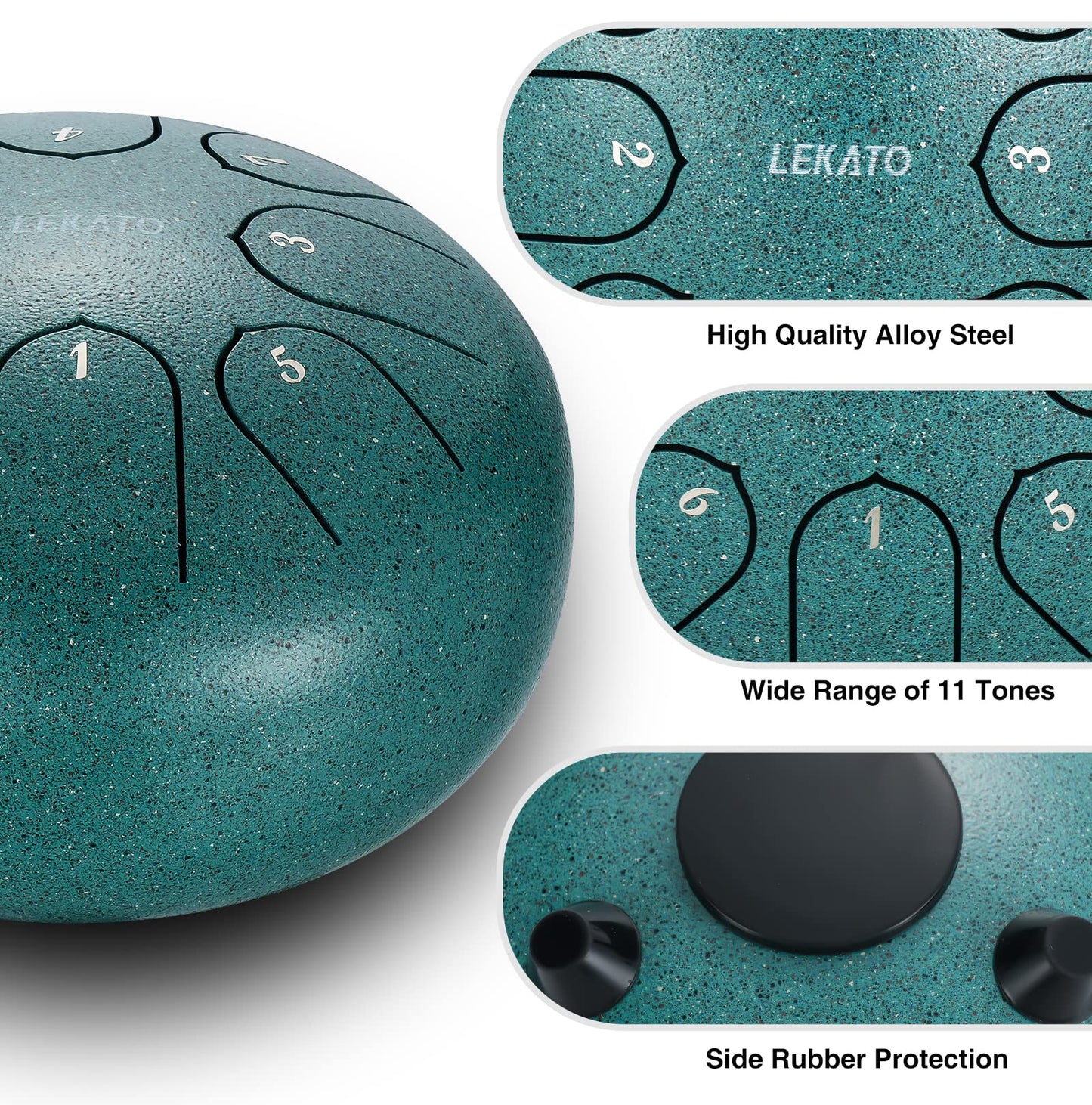 LEKATO Steel Tongue Drum, 6-inch 8 Tone Tongue Drum Percussion, Steel Pan Sound Percussion Hand Pan Drum for Meditation Yoga Sound Healing, Green