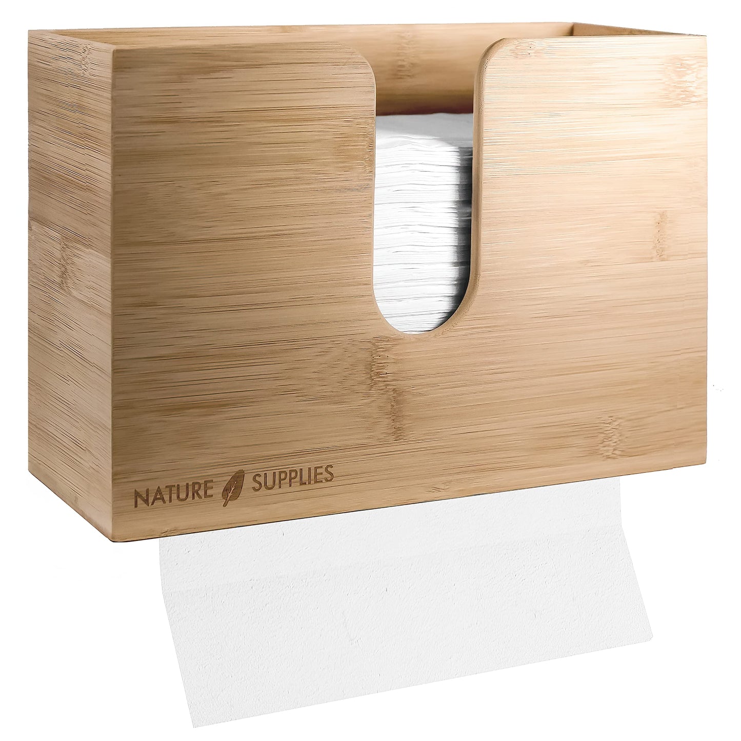 Nature Supplies wooden paper towel dispenser - paper towel holder with wall mounting or table placement, for paper towels with C, Z, or interfold fold.